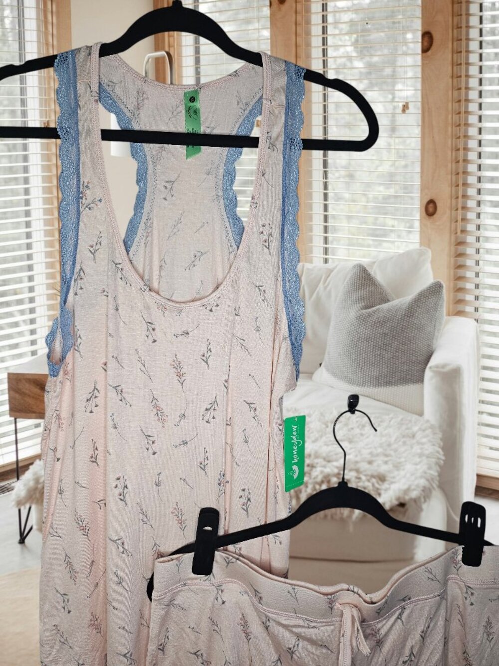 Soft comfort with a touch of lace 2-piece pajama set.